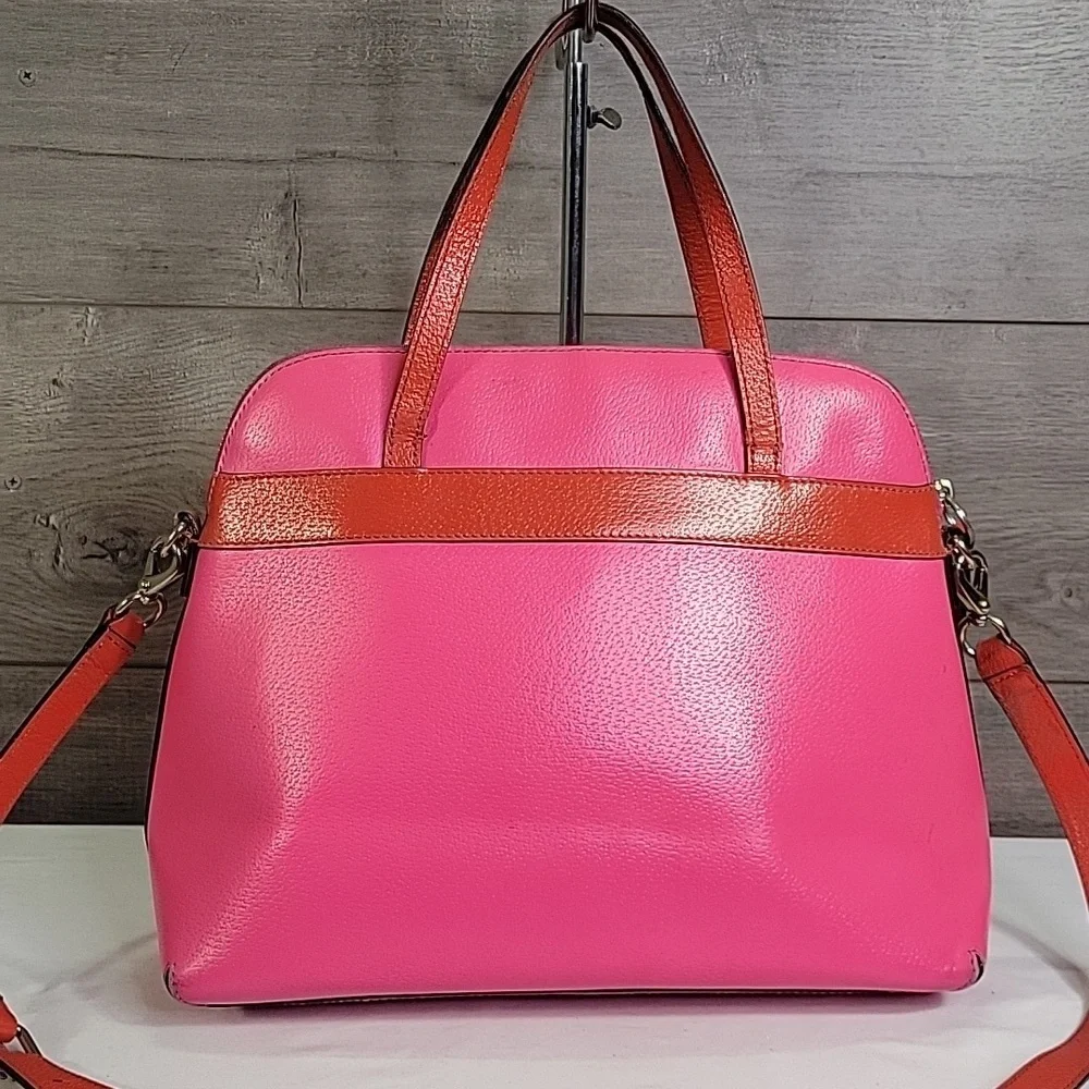 Kate Spade Pink and Orange Leather Satchel Crossbody Bag